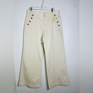 St. John's Bay Sailor Pants Womens Size 16 Cream Wide Leg High Rise Casual Daily